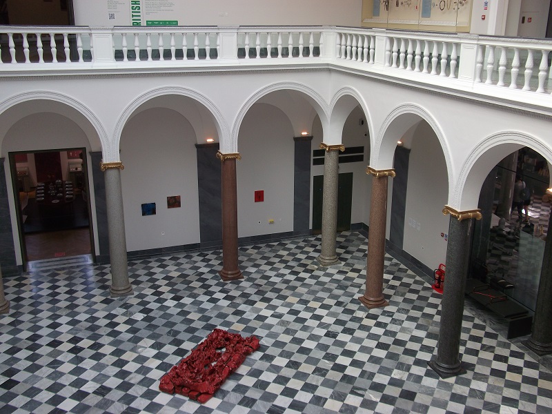 Entrance level of Aberdeen Art Gallery with marble floor and granite pillars