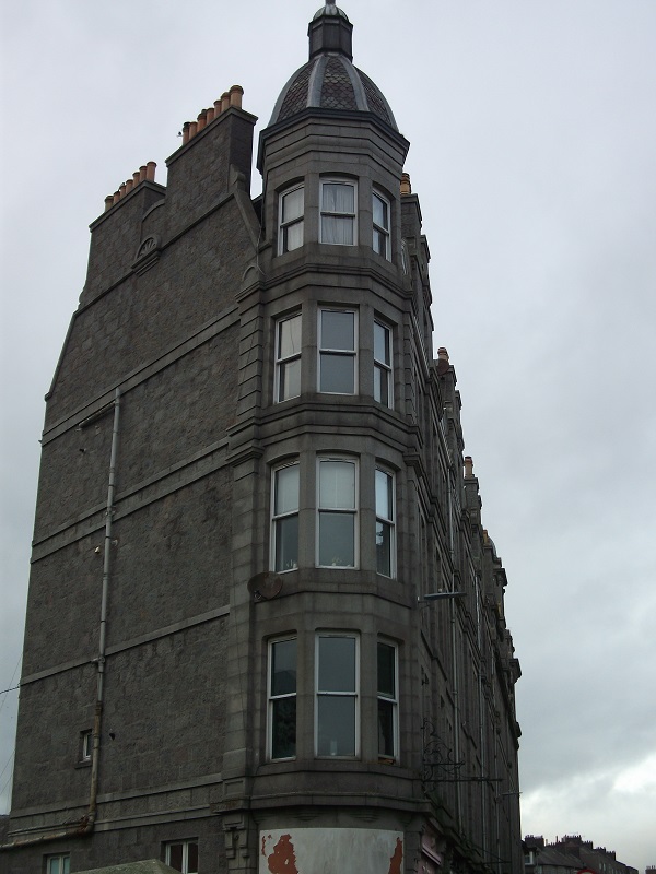 A tall and angular building