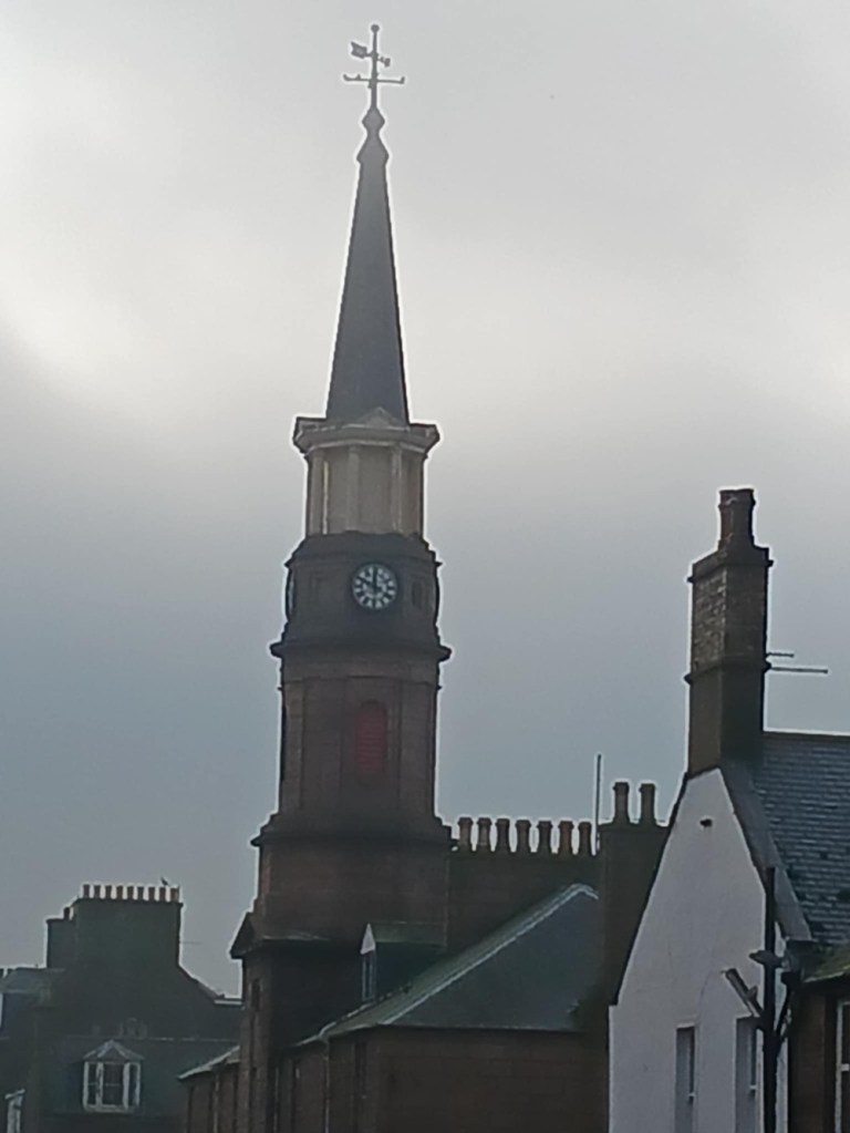 A church spire with clockface